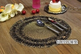 手工串珠黑边金色圆形水晶珠西餐垫 隔热垫子 样板间西餐桌配饰品