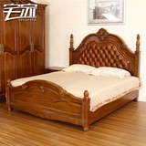 柚木床欧式实木床1 8米双人床真皮 欧式实木床软靠婚床卧室家具