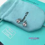 T家 蒂芙尼 Tiffany S925纯银 六爪镶钻一克拉耳钉 时尚百搭款