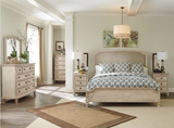 美式乡村实木床法式复古做旧橡木双人床1.8米布艺婚床样板房家具