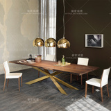 俪家烤漆餐桌现代简约意大利设计实木贴面烤漆餐台可作办公桌L193