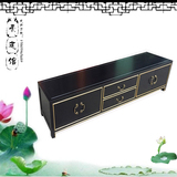 新中式电视柜黑胡桃色实木电视柜地柜小户型客厅古典描金电视柜