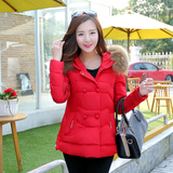 2015冬装新款韩版女装长袖修身显瘦a字版羽绒棉衣女短款外套棉服