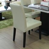 实木餐椅 顾家工艺餐桌椅组合 高档皮椅 现代简约黑米白色凳子227