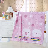 纯棉儿童毛巾被夏季 婴幼儿卡通粉色猫兔褥子盖毯 全棉毛巾毯春秋