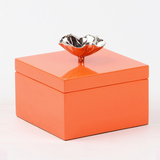 美式欧式中式现代橙白色木质首饰盒饰品盒荷花样板房收纳软装饰品