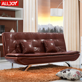 alljoy 简约现代多功能两用皮艺沙发床 可折叠小户型客厅双人沙发