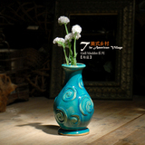 陶瓷花瓶包邮 复古怀旧花器花瓶样板间软装饰品玄关花器地中海