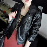 2016秋新款皮衣女 PU夹克修身韩版黑色外套短款上衣翻领女装潮流