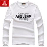 Afs Jeep/战地吉普长袖T恤薄款圆领T恤 男装纯棉打底衫长袖体恤衫