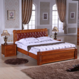 特价全实木榆木床真皮靠背1.8米1.5米老榆木床双人床婚床现代中式