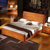 中式实木床双人床1.8 1.5米高箱储物床全实木橡木婚床