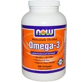 现货18/4 Now Foods Omega-3深海鱼油/无胆固醇 1000mg*500粒