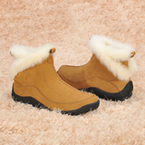 保罗骆驼冬季新款真皮女鞋棉鞋加毛短靴子磨砂面套筒大码棉靴子