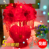 中式传统婚庆红色创意礼物百合喜庆双喜卧室床头结婚台灯一灯两用
