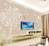 电视背景墙纸壁纸壁画大型客厅卧室沙发墙画简约抽象蝴蝶幸福树