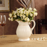 现代餐桌茶几花瓶摆件创意米白色陶瓷花瓶花器美式乡村插花瓶摆件