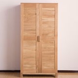 白橡木纯实木衣柜实木两门衣橱简约现代小户型卧室木质储物柜特价