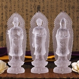 琉璃摆件西方三圣佛阿弥陀佛教佛堂用品观音阿弥陀佛大势至佛像