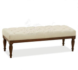 新古典后现代实木复古卧室床尾长凳美式欧式简约法式床边换鞋凳