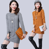 新款2016春季针织衫女士中长款修身毛衣韩版长袖羊绒衫套头打底衫