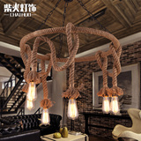 loft北欧复古创意灯具美式乡村麻绳吊灯服装店咖啡厅工程餐厅吊灯