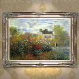 欧式客餐厅玄关卧室装饰画印象花园风景有框手绘油画临摹莫奈-087