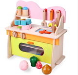 木质制儿童仿真厨房煤气灶台玩具 宝宝过家家做饭菜玩具女孩礼物