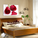 A单块餐厅电表箱遮挡画配电箱装饰红色玫瑰花卉无框画单幅水晶画