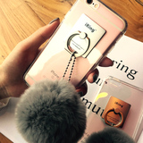 iphone6s灰色獭兔毛苹果6plus外壳毛球支架手机壳硅胶软壳透明壳