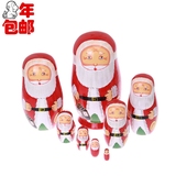 圣诞老人 8层 俄罗斯套娃摆件 儿童积木五层玩具 纯手工礼物套娃