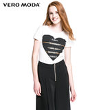 Vero Moda2016秋季新品心形字母图案圆领修身款女T恤|316301523