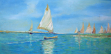 欧式油画 有框装饰画 客厅餐厅玄关 乡村风景抽象海景帆船油画