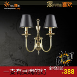 古典欧式 双头壁灯 黑色灯罩可选布艺 弯管 全铜壁灯 工程铜壁灯