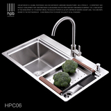 汉派304厨房不锈钢水槽单槽双槽 洗菜盆 台下盆手工水槽 HPC06