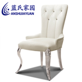 蓝氏家具 后现代不锈钢奢华餐椅 特色绒布水钻椅小扶手休闲椅特价