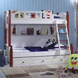 地中海上下子母床 美式风格双层儿童梯柜高低床实木储物床特价
