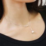 日韩版明星同款S925纯银单颗淡水天然珍珠项链女锁骨链吊坠配饰品