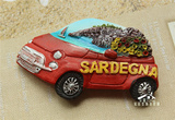 意大利撒丁岛 世界旅行纪念冰箱贴 红色汽车卡通创意可爱立体磁贴