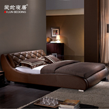 爱纶皮床品牌新品进口中厚真皮软床简约时尚卧室双人皮艺床AL6506