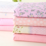 斜纹纯棉棉布宝宝布料 婴儿床品服装面料 粉色卡通水玉碎花布头组