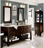 欧式美式橡木浴室柜组合 卫生间双洗脸盆柜洗手台落地卫浴柜双盆