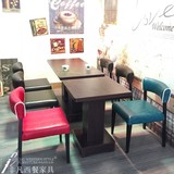 简约现代咖啡厅桌椅甜品店复古桌椅奶茶店餐桌休闲西餐厅桌椅组合