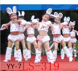 儿童表演服小花猫演出服装兔子卡通服饰动物服装衣服白色舞蹈服
