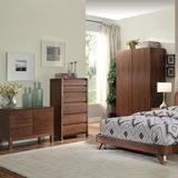 现代简约实木衣柜胡桃木衣橱二门木质平开式卧室衣整体储物衣橱