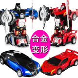 变形合金车模小汽车工程车机器人宝宝儿童玩具车仿真模型回力男孩