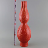 后周柴窑 红釉开片刻花三孔葫芦瓶 做旧仿宋代古瓷器收藏古玩古董