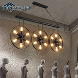 北欧复古咖啡厅创意铁艺吊灯客厅西餐厅服装店工业风车轮个性吊灯