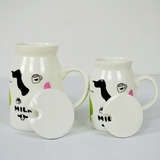 zakka杂货 卡通奶牛可爱笑脸创意斑点陶瓷喝水杯情侣咖啡牛奶杯子