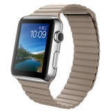 Apple Watch 标准版 (42毫米不锈钢表壳搭配岩石色皮制回形表带)